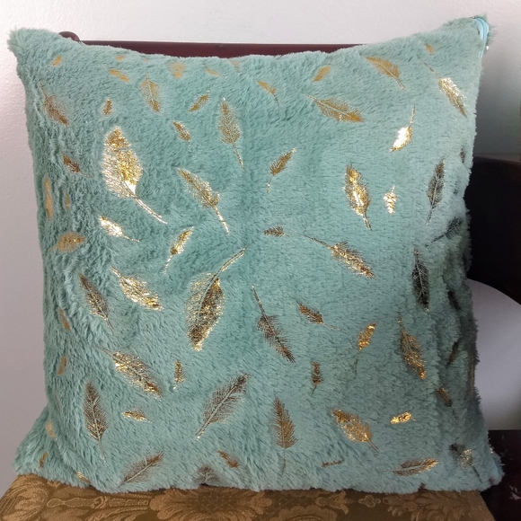 blue gold throw pillows